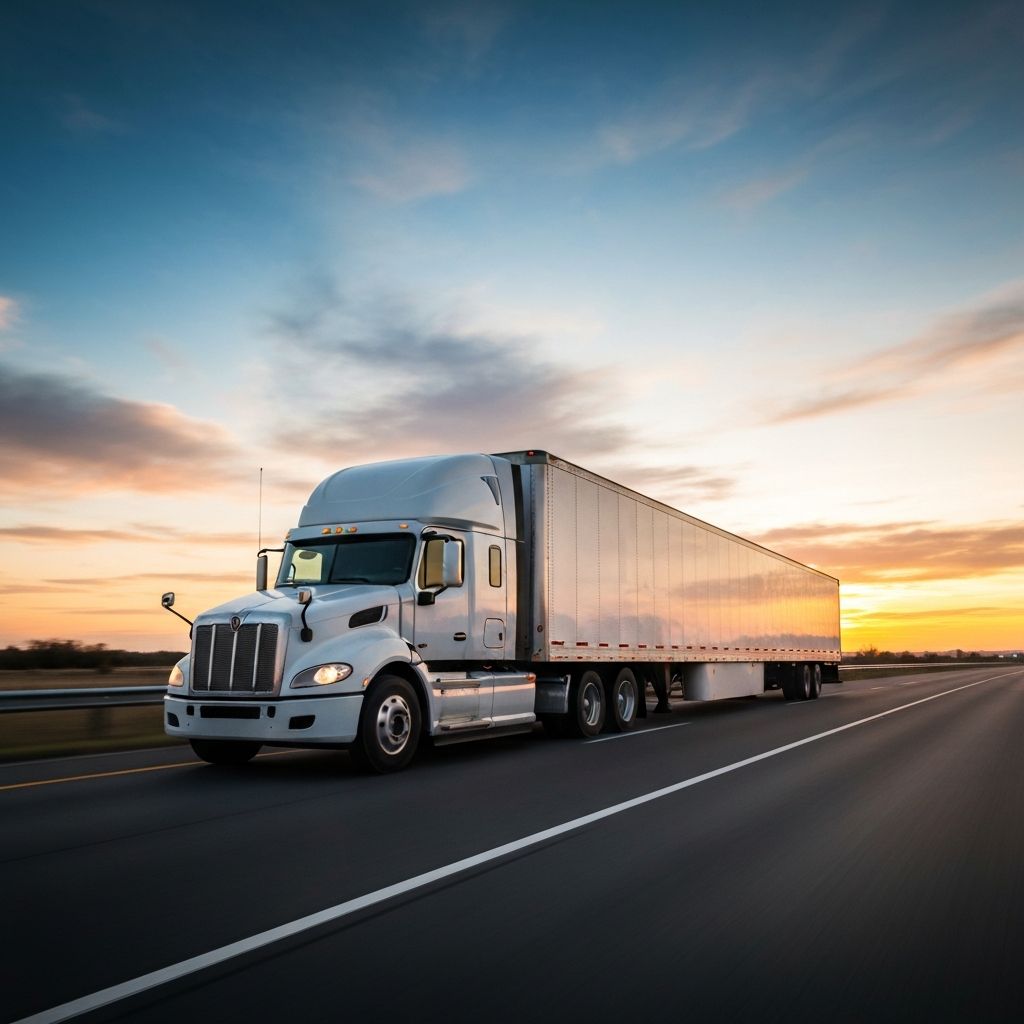 18-wheeler truck on interstate highway